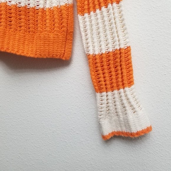 Elizabeth and James Orange Stripe Crop Sweater S - Picture 4 of 9